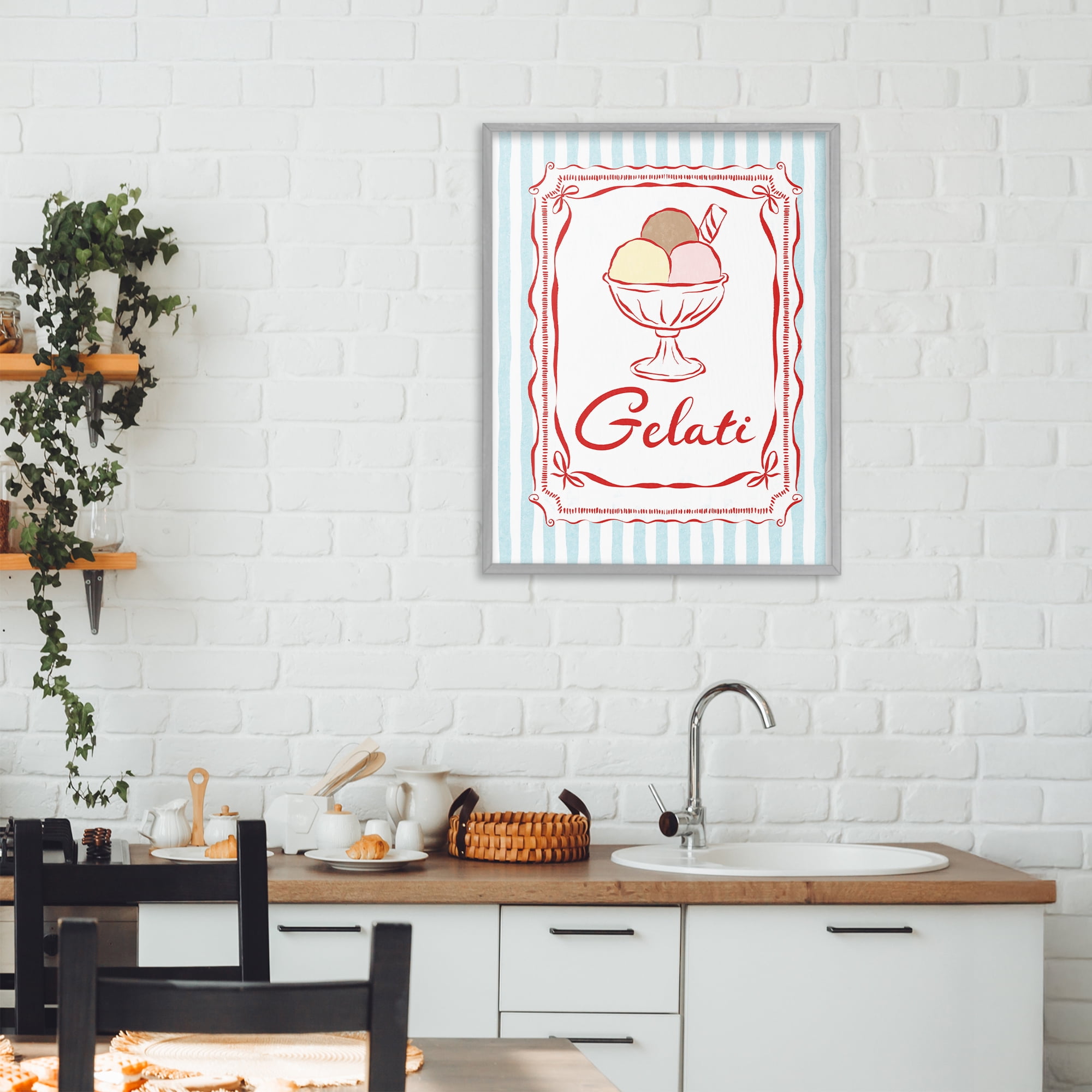 Stupell Industries Italian Summer Gelati Gray Framed Giclee Art, design by Miriam Wood