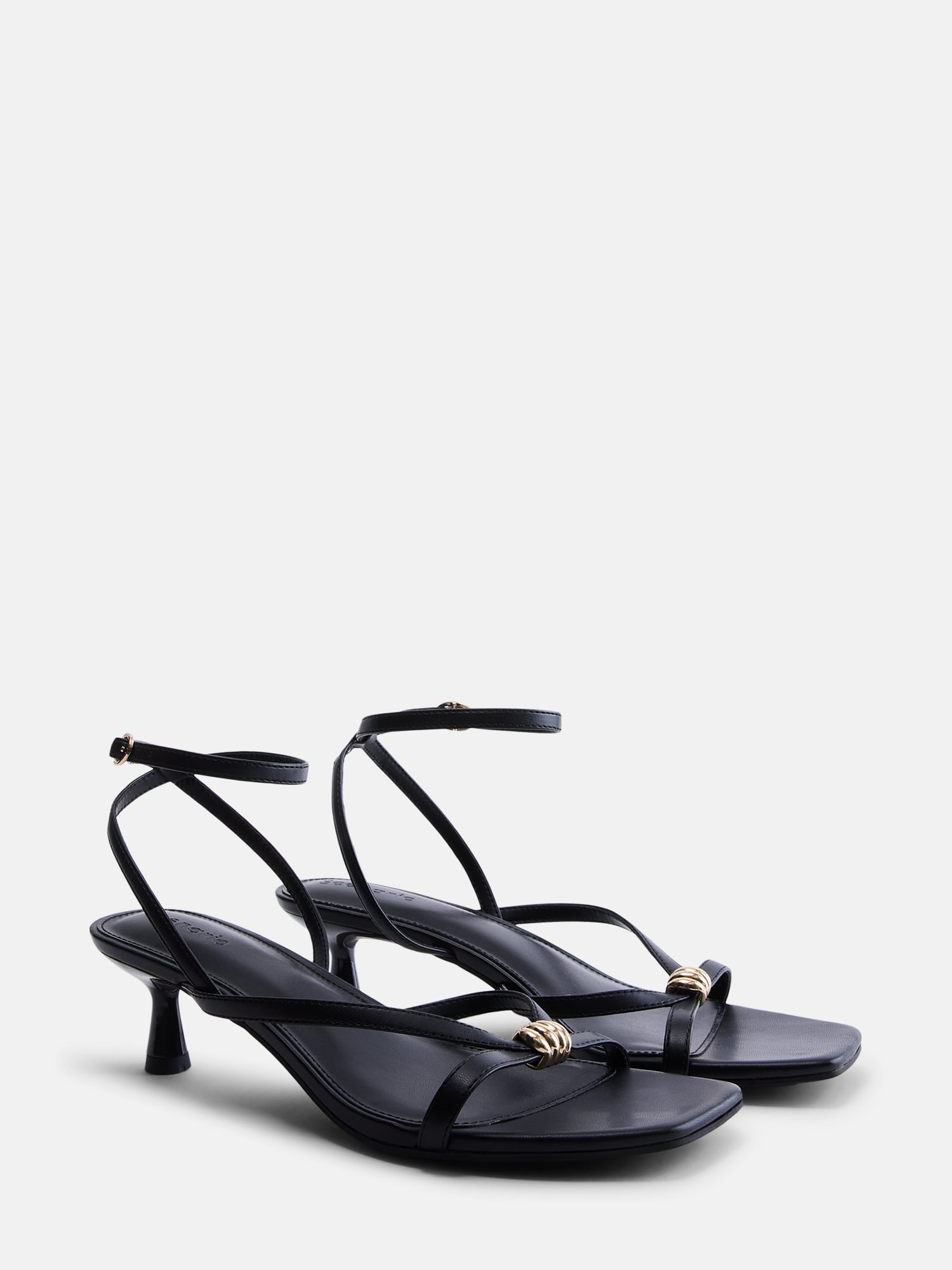 Scenario Women's Strappy Heels with Metal Ornament
