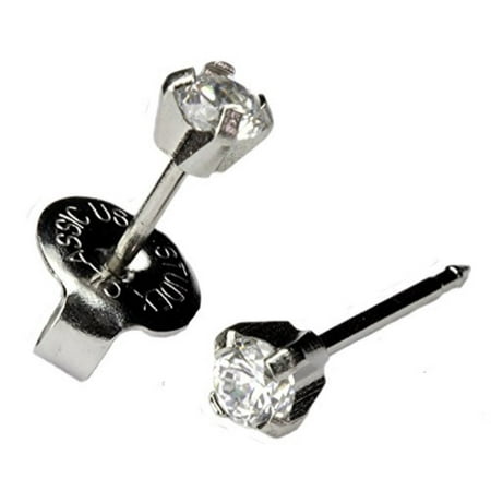 ear piercing earrings silver stainless mini 3mm clear cz studs studex system 75