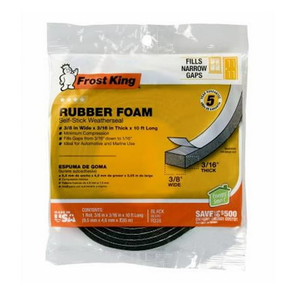 Frost King Weather Seal,Rubber Foam, White, 10 ft L R338WH