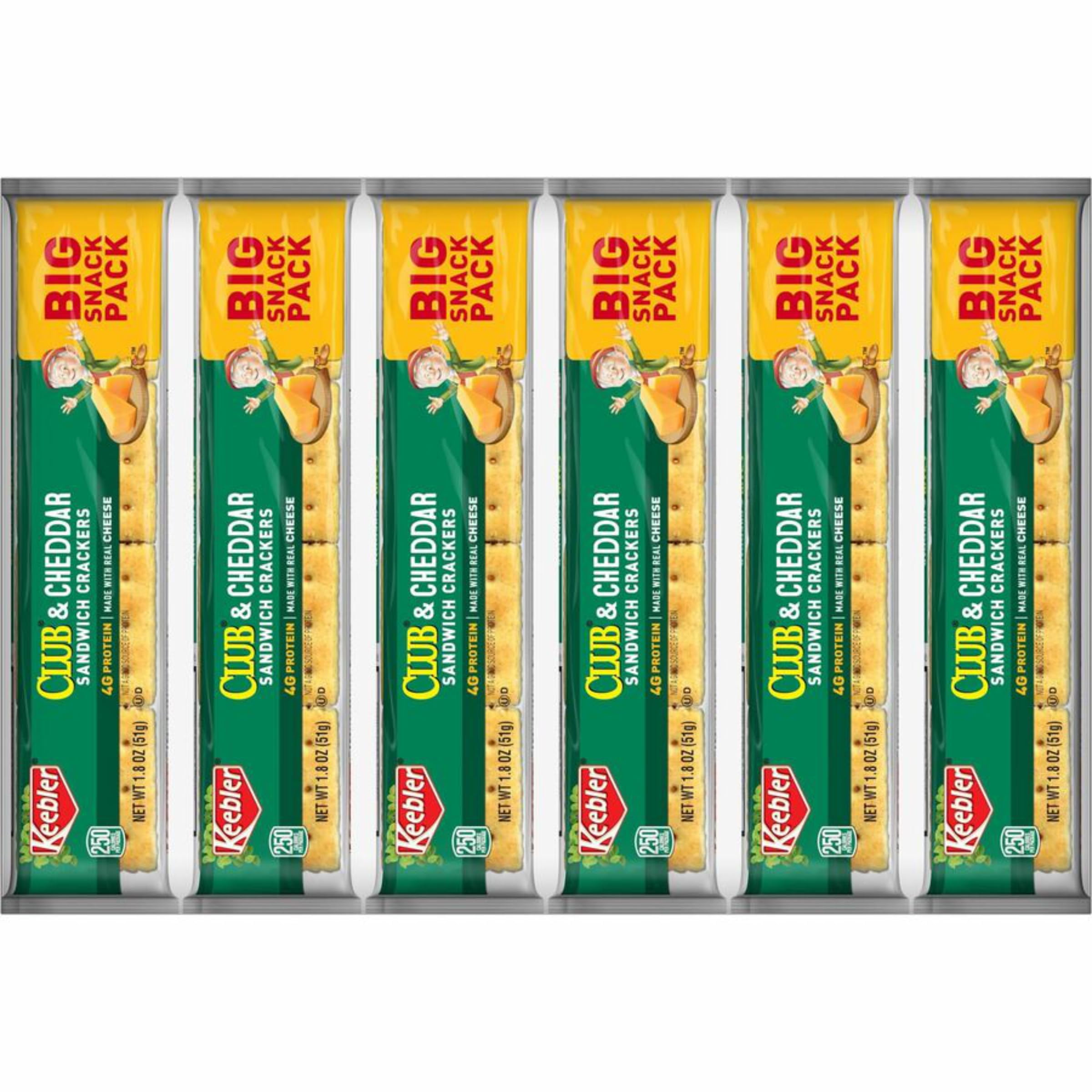 Keebler-1PK Sandwich Cracker, Club And Cheddar, 8 Cracker Snack Pack, 12-box