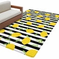 thumbnail image 2 of Area Rug 48×72in, Summer Farmhouses Lemons Leaves Floor Carpet Living Room Rug, Black White Stripe Non-Slip Welcome Mat Indoor Rugs for Bedroom Dining Room, 2 of 9