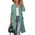 thumbnail image 3 of Women'S Open Front Knited Loose Cardigan Casual Long Sleeve Draped Knit Pockets Long Jackets Sweater Green M, 3 of 8