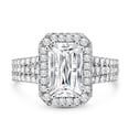 thumbnail image 2 of Oryn Jewelry Wedding Band in 14K White Gold Plated - 2.1 Ct Radiant Moissanite - Multi-Row Halo Engagement Band for Women, 2 of 5