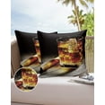 thumbnail image 6 of Pack of 2 Outdoor Pillow Covers, Whisky Glass Ice Cubes Bar Pattern Waterproof Square Throw Pillowcase Cushion Decorative Pillow Covers for Couch Patio Tent, 24x24 in, 6 of 6
