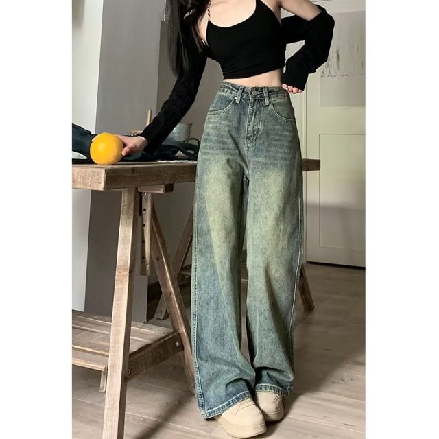 Pantalones vaqueros de estilo Y2K para mujer, Jeans sueltos de nicho, Retro, High Street, Pantalones rectos de cintura alta, pantalones de pierna ancha