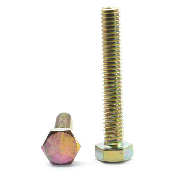 1/4-20 x 3 Coarse Thread Grade 8 Hex Tap (Full Thread) Bolt Alloy Steel Yellow Zinc Plated Pk 25