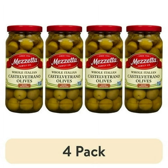 (4 pack) Mezzetta Whole Italian Castelvetrano Olives, 10 oz Dr. Wt. Jar