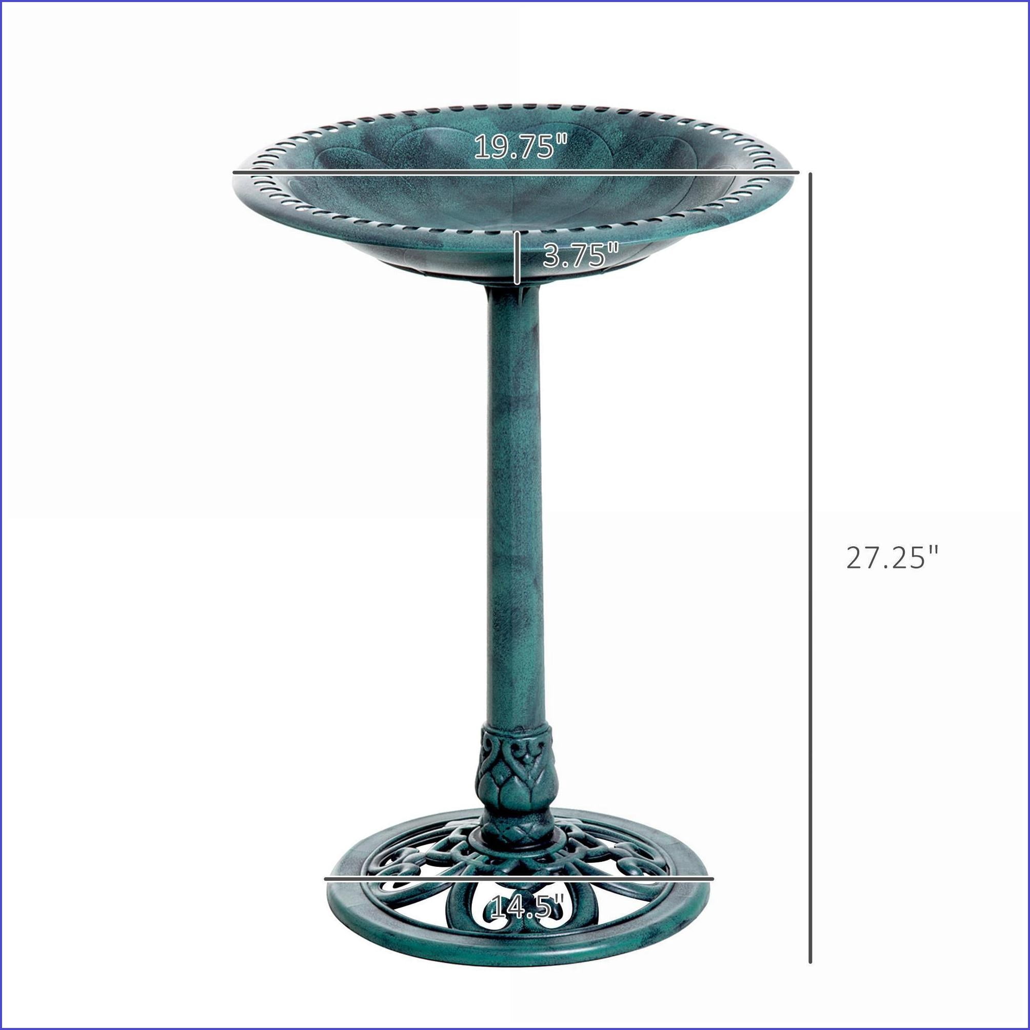 Outdoor Bird Bath | 28" Traditional Rustic Resin Bird Bath, Time-Worn Sage Green Finish, For Garden Backyard | Gardening Accessory Set