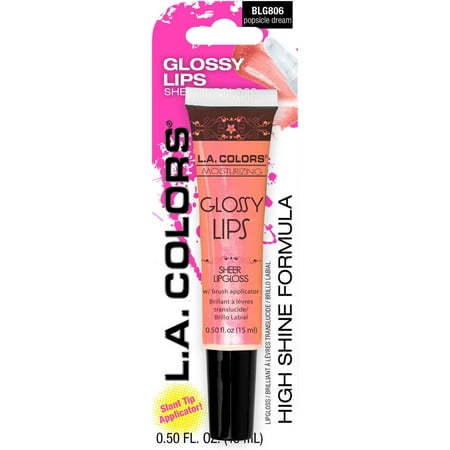(2 Pack) L.A. Colors Glossy Lips Sheer Lipgloss, Popsicle Dream, 0.5 fl