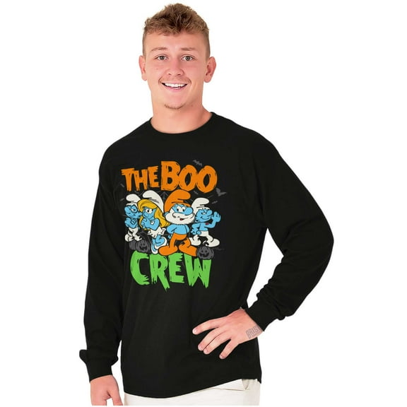 Spooky Halloween Smurfs The Boo Crew Long Sleeve TShirt Men Women Brisco Brands S
