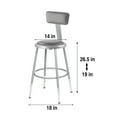 thumbnail image 3 of Hampden Furnishings Otto 19"-27" Vinyl/Steel Science Stool with Backrest, Grey, 2 Pack, 3 of 8