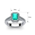 thumbnail image 5 of SuperJeweler 1 1/2 Carat Octagon Shape Created Emerald and Halo Diamond Ring In Sterling Silver For Women, 5 of 6