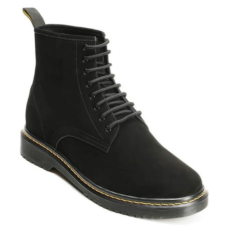 

CMR CHAMARIPA Mens Elevator Boots Outdoor Camping Boots Water Resistant Black Nubuck Leather 3.15 Taller