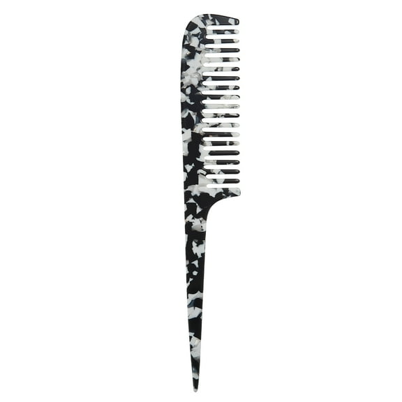 Unique Bargains Wide Tooth Comb Acetate Wide Comb for Curly Hair Thick Hair Wet Hair Black White