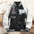 thumbnail image 2 of EHQJNJ Oversized Leather Jacket Men Men's Spring and Autumn Leather Jacket Stand up Collar with Pockets Baseball Suit Trend Jacket Jacket Tops Leather Jacket Men Men's Coats and Jackets Dress, 2 of 8