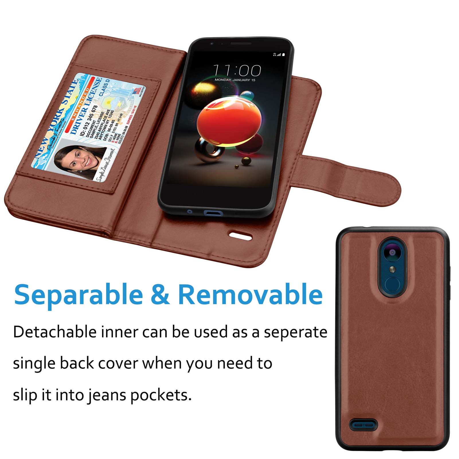 LG Rebel 3 4 LTE Case, Wallet Case LG Tribute Dynasty 5.0", LG LV3 K8 2018 PU Leather Case, Njjex PU Leather Magnet Stand Wallet Credit Card Holder Flip Case 9 Card Slots Case Cover -Mint - image 4 of 5