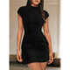 thumbnail image 5 of Vestido de Verano para Mujer, Cuello Alto, Corta, Minivestido de Club, Negro, Talla M, 5 of 8