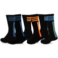thumbnail image 2 of TeeHee Men's Sports Stripes Cotton Half Cushion Crew Socks 3-pair Pack (Black), 2 of 6