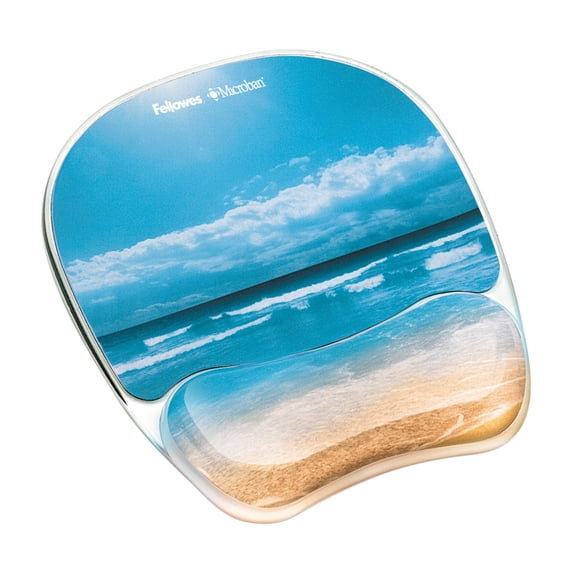 Fellowes Photo Gel Mouse Pad with Wrist Rest with Microban Protection, 7.87 x 9.25, Sandy Beach Design