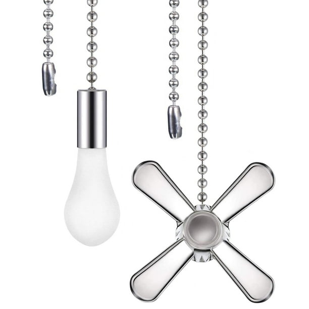Ceiling Fan Pull Chain Beaded Ball Extension Chains With Light Bulb And