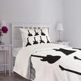 thumbnail image 5 of Ambesonne Rock Music Quilted Bedspread Set 2 Pcs, Guitar Silhouettes, Twin Size, Black White, 5 of 6