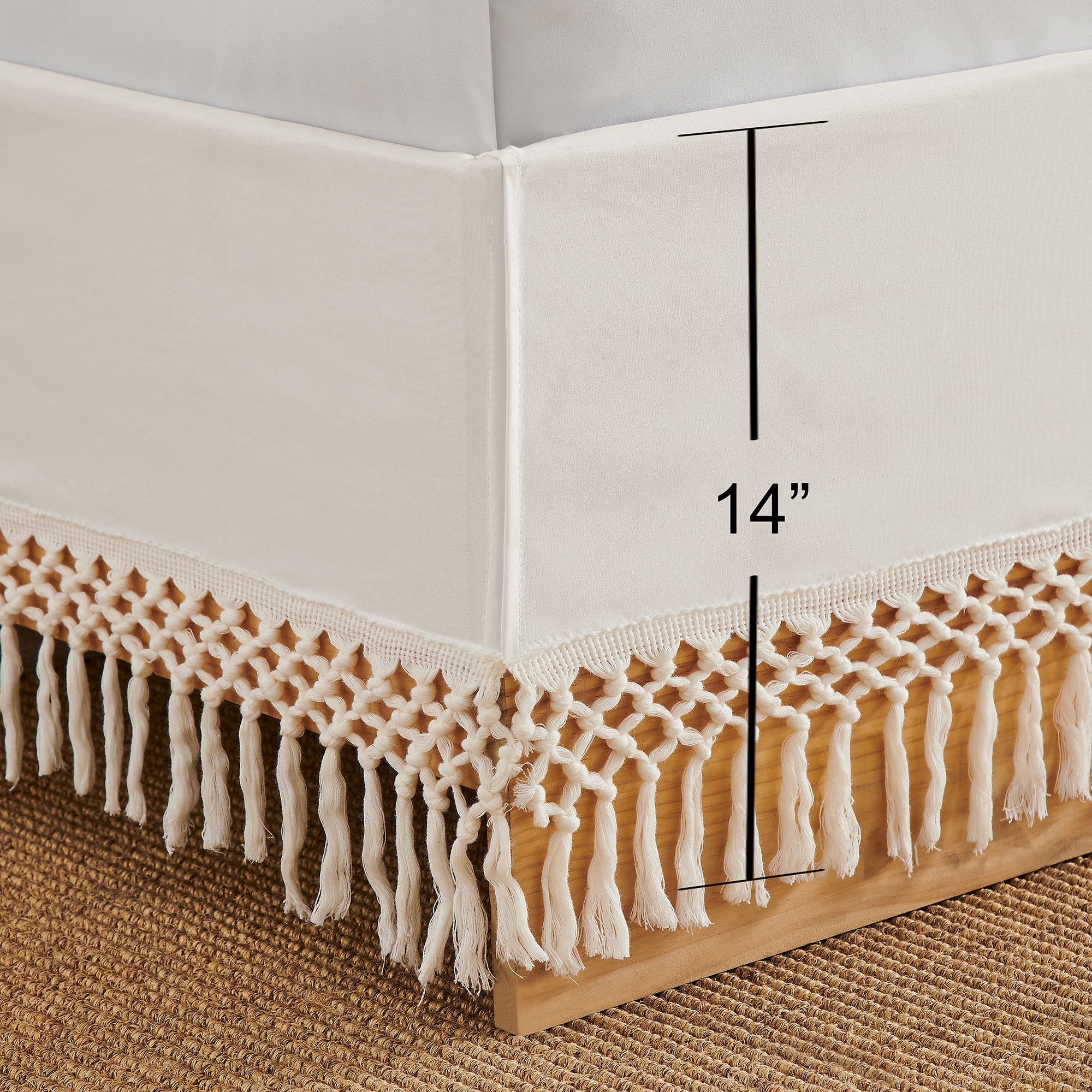 Boho Fringe Macrame Queen Size Bed Skirt by Sweet Jojo Designs