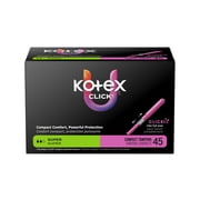 U by Kotex Click Compact Tampons, Super, Unscented, 45 Count