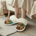 thumbnail image 3 of Chririnla Cute Cattle Print Plush House Slippers for Women Warm Fuzzy Slippers with Fur Edges, Winter Home Slippers for Indoor & Outdoor, 3 of 7