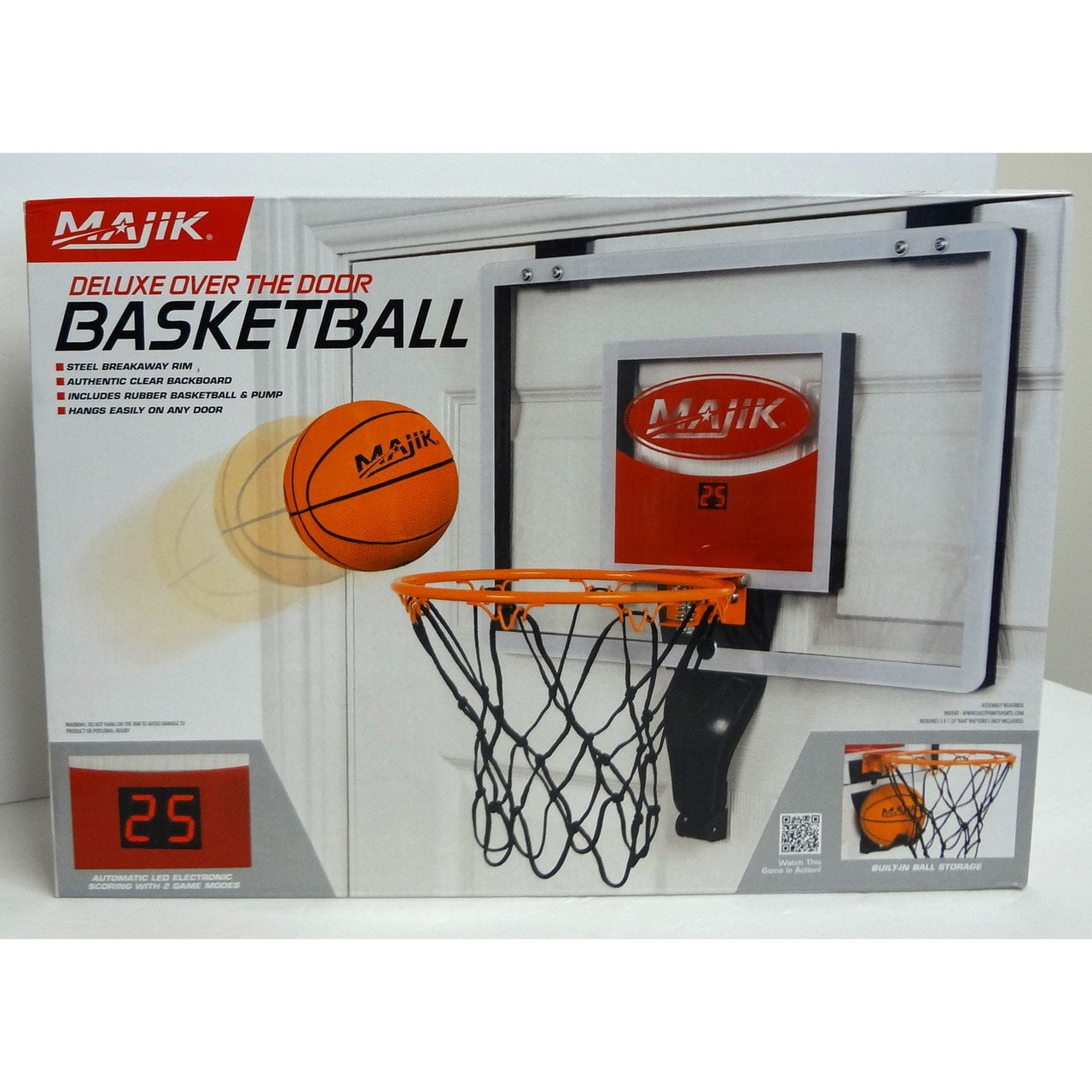 Ball & Pump Included Majik Deluxe Over The Door Basketball Game LED Scoring 
