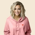 thumbnail image 4 of Dalix Pixel Heart Embroidered Fleece Cropped Hoodie Cold Fall Winter Women in Pink S Small, 4 of 5