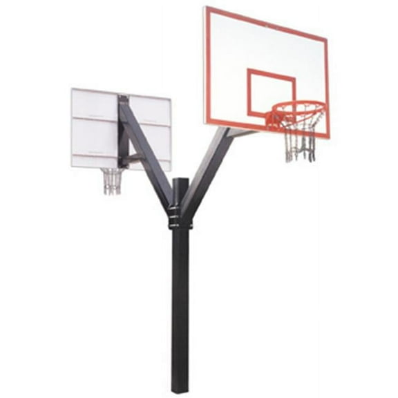 Legend Dynasty Dual Steel-Fiberglass Double Sided In Ground Fixed Height Basketball System, Kelly Green