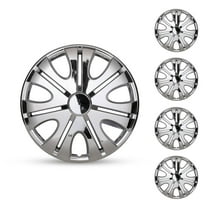 (4 Pack)15 inch Universal Wheel Rim Cover Hubcaps Snap on Car Truck Fit R15 Tire-Chrome
