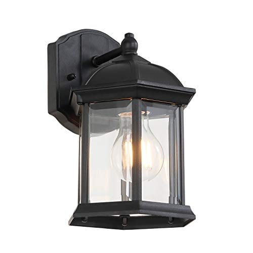 W113a Outdoor Light Fixture Wall Mount Black Finish Metal Frame Clear Glass Shade 1 6 4x6x9 Com W113a Outdoor Light Fixture Wall Mount, Exterior Light Fixture Manufacturers