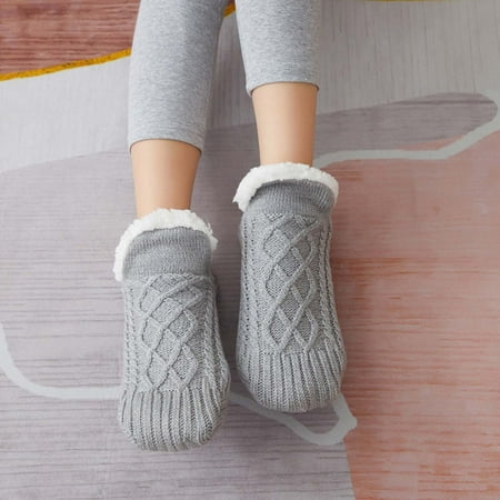 

Tejiojio Winter Socks Clearance New Woven And Velvet Indoor Socks And Slippers Thicken Warm Home Bedroom Socks Slippers Men s Non-slip Foot Warm Snow Socks