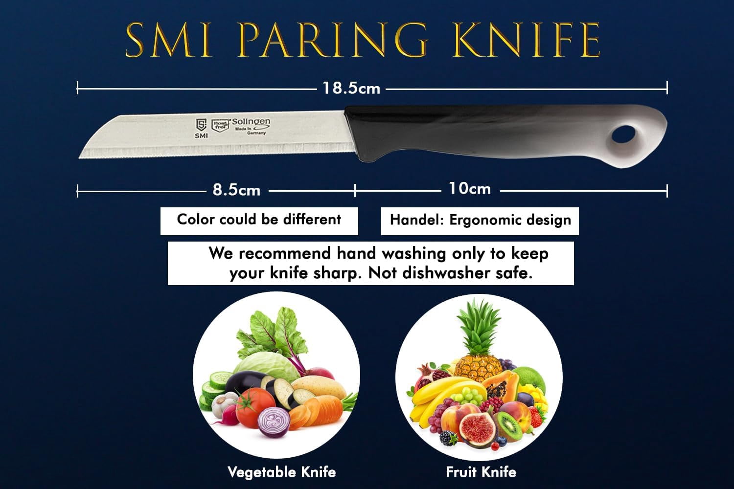 SMI 12 Pcs Paring Knife Set Serrated Solingen Germany Vegetable Knife Fruit Kitchen Knife Flexible Multicolor