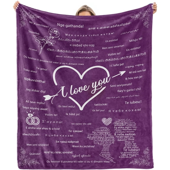 I Love You Gifts for Her Women Wife Girlfriend Romantic Anniversary Birthday Fathers Day Christmas Valentines Presents for Husband Boyfriend I Love You in 100 Languages Couple Throw Blanket 50 x 60 in
