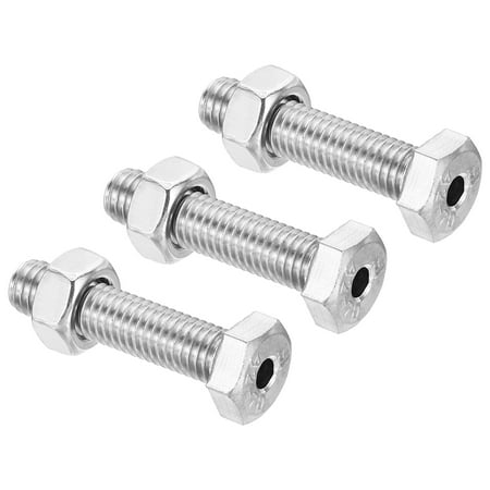 

Uxcell M8x35mm Hollow External Hexagon Screw Cylindrical Lamp Threading Screws Through Hole Bolt with Nut 3 Set