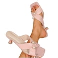 thumbnail image 6 of HomeDM Women's Kitten Heels Square Open Toe Comfort Slip On Stiletto Mules Cross Strap Dress Slides Sandals, Pink Size 8.5, 6 of 7