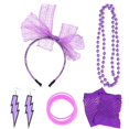 thumbnail image 1 of Fancy Dress Costume 80s Fancy Dress Up Adults Halloween Costume Purple Party Costume 5-Piece Set, 1 of 3