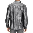 thumbnail image 3 of Rloper-Lop Men's Metallic Silver Blouse Shirts Long Sleeve Button Down Tops for Nightclub Party T-Shirts, 3 of 6