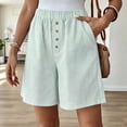 thumbnail image 4 of cocolona Womens Summer Casual Striped Lounge Shorts Elastic Waist Straight Wide Leg Beach Shorts with Pockets, 4 of 5