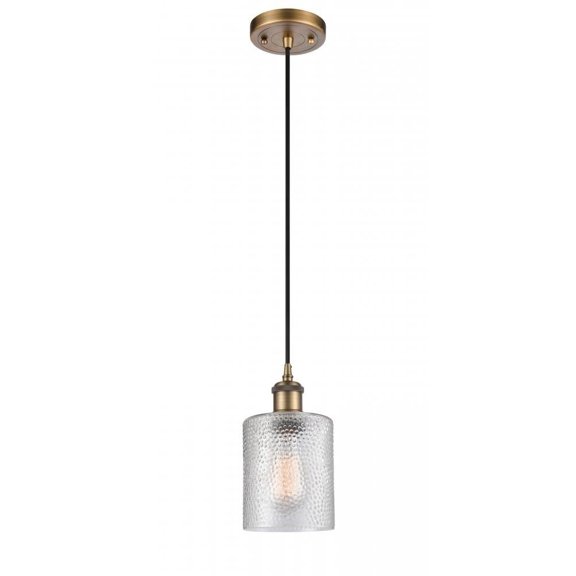 516-1P-BB-G112-L-LED-Innovations Lighting-Large Cobbleskill-3.5W 1 LED Mini Pendant in Art Nouveau Style-9 Inches Wide by 14 Inches High   Brushed