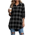 thumbnail image 7 of Besolor Womens Plaid Shacket Jacket Long Sleeve Lapel Collar Button down Shirts Fall Lightweight Casual Loose Jackets Top(XX-Large,Dark Gray), 7 of 7