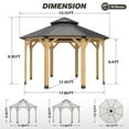 thumbnail image 3 of Howsvn 13 x 13 ft. Outdoor Spruce Wood Frame Octagon Gazebo, Galvanized Steel Double Roof Hardtop Gazebo with Ceiling Hook for Patio, Garden, Lawns, Parties., 3 of 9