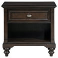 thumbnail image 2 of Meon Nightstand w Drawer and Open Cubby Shelf, Dark Oak Brown Wood, 2 of 6