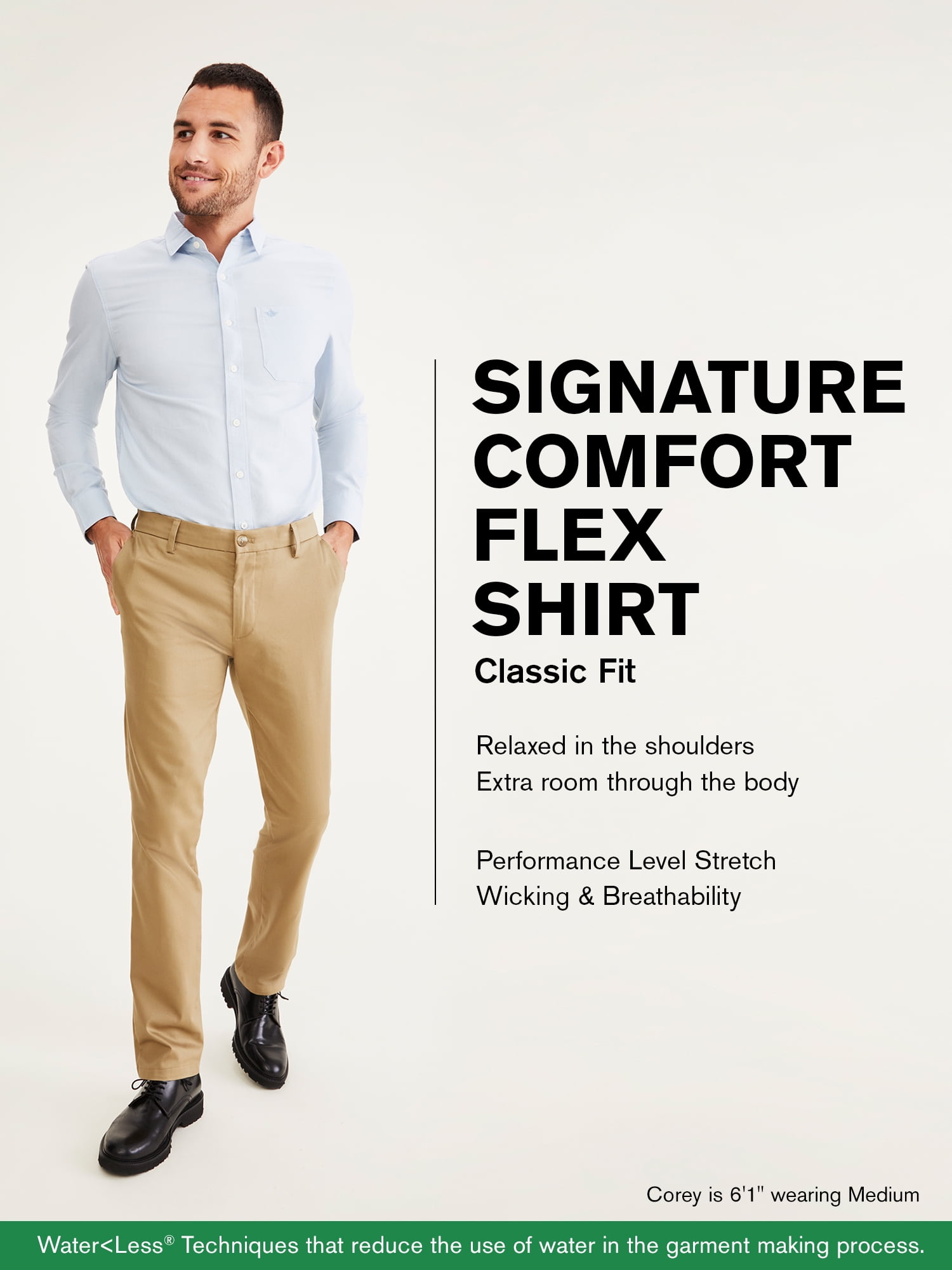 Dockers Men's Comfort Flex Button-Down Shirt with Long Sleeves, Size S-2XL