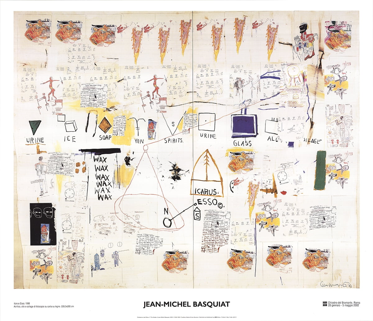 JEAN-MICHEL BASQUIAT Icarus Esso 23.5" x 27.5" Poster 2002 Pop Art Multicolor, 