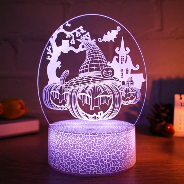 Luz nocturna LED 3D Horribles, calabazas que cambian de color para niños