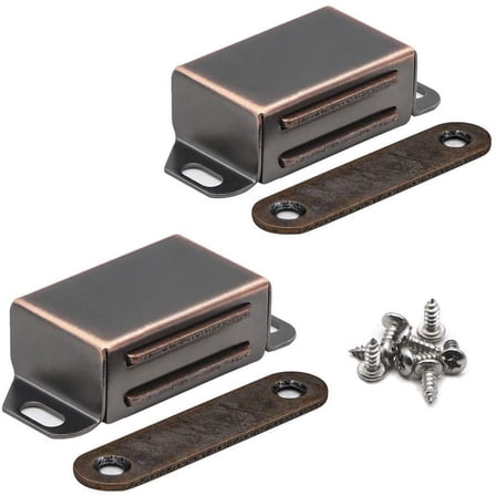 20 lbs Magnetic Door Catch, Heavy Duty Latch for Cabinets Shutter Closet Furniture Door, Stainless Steel Cabinet Catch, Oil Rubbed Bronze (2 Pack)